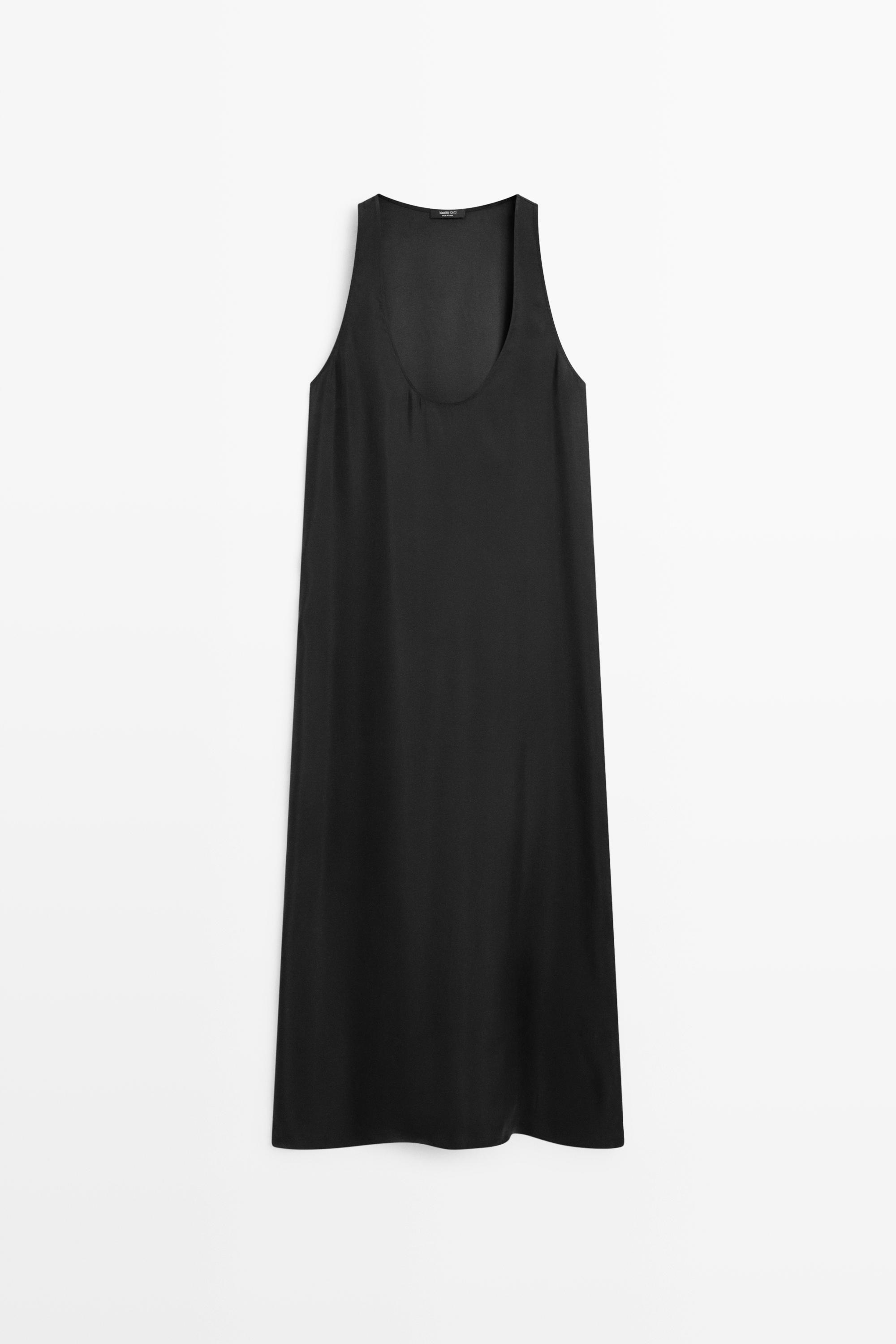 Flowing midi dress with round neckline